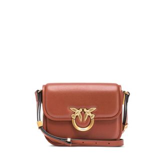 Pinko Bruine Schoudertas met Flap - Dames - Schoudertassen - Bruin - ONE Size - Leer - Tassen