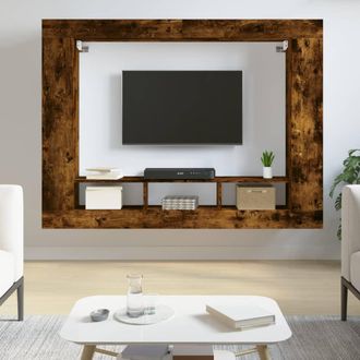 vidaXL Vidaxl - Mueble Para Tv Madera De Ingenier&iacute;a Roble Ahumado 152x22x113 Cm
