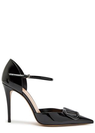 Valentino Dorsay 100 Patent Leather Pumps - Black