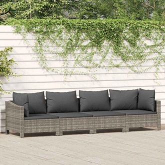 vidaXL Set Divani da Giardino 4 pz con Cuscini in Polyrattan Grigio - Vidaxl