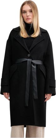 Marc Aurel 9Bya-Kpd 051_99X Riemenjas - Dames - Jas met riem - Zwart - L - Wol - Jassen