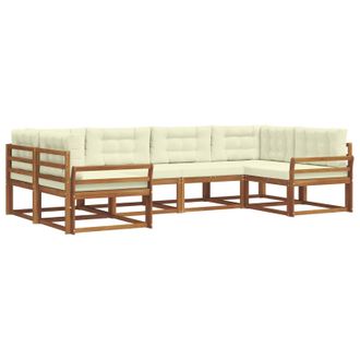 vidaXL Conjunto De Sof&aacute;s De Exterior Con Coj&iacute;n 6 Pcs Natural Y Crema Vidaxl