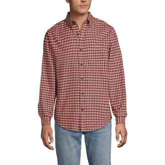 Lands End Flagship Flannel Shirt in Bourbon Gingham at Nordstrom, Size Xx-Large