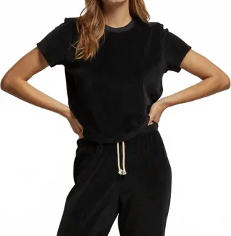 perfectwhitetee Clara Velour Baby Tee In Black