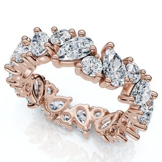 Pompeii3 3Ct Pear & Round Diamond Eternity Ring 14k Gold or Platinum Lab Grown