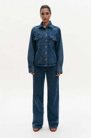 Benu Dames Denim Overhemd met Lange Mouwen