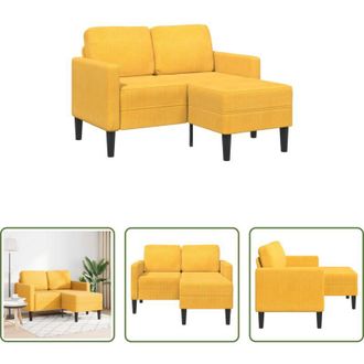 vidaXL vidaXL Chaise longue - Divano 2 Posti con Chaise longue a L Giallo Chiaro 125 cm Lino
