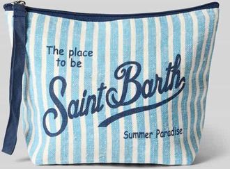 MC2 Saint Barth Kosmetiktasche aus Leinen mit Statement-Print Modell ALINE in Hellblau, Gr&ouml;&szlig;e 1