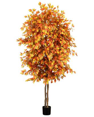 Nearly Natural 8ft Autumn Ficus Artificial Fall Tree