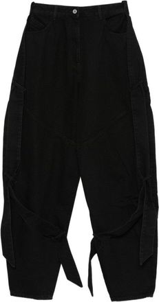 The Attico Voluminous Black Jeans With Unique Ties