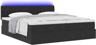 vidaXL Vidaxl - Estructura De Cama Otomana Colchones Terciopelo Negra 180x200cm