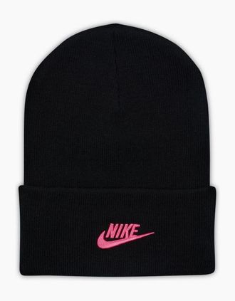Nike Mens Nsw Peak Wordmark Logo Adjustable Cuff Beanie - Black - Size: ONE size
