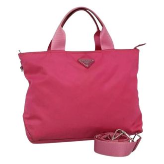 Prada Pre-owned Tote Bags, female, Pink, Size: ONE SIZE Pre-owned Vintage Nylon Tote Bag