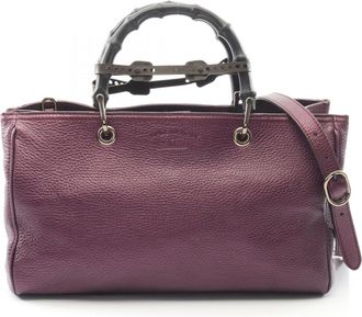 Gucci Purple Leather Tote Bag (Pre-Owned)