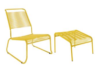 Schubiger M&ouml;bel Spaghetti-Kufen-Lounger-Hochlehner + Hocker S&auml;ntis