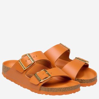 Birkenstock Unisex Sandals Arizona Orange Leather Slippers Flat Shoes