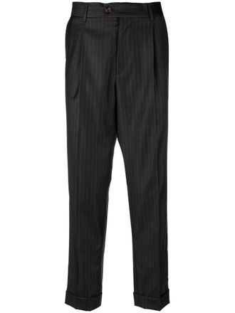Brunello Cucinelli Chalk-Stripe virgin-wool tailored trousers - Grigio