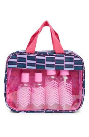 Mytagalongs Clear Toiletry Bag with 6 Bottles in Teal/Pink at Nordstrom Rack