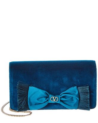 Valentino Vlogo Signature Velvet Clutch