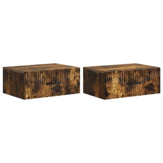 vidaXL Mesita De Noche De Pared 2 Pcs Roble Ahumado 49 X 34,5 X 20 Cm Vidaxl
