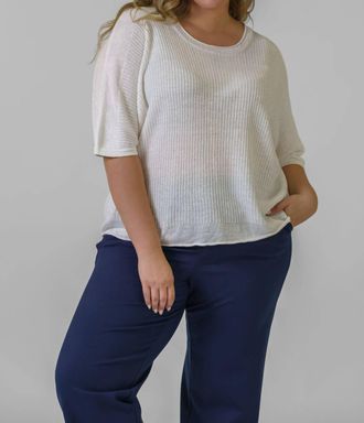 Estheme Linen Short Sleeve Top - Plus In White