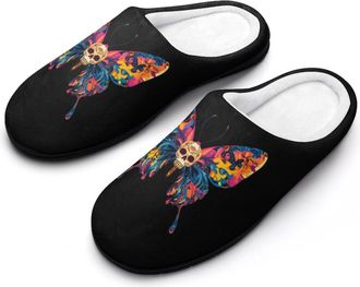 Generic Butterfly Skull Mens Slippers Comfortable And Non-slip Cotton Slipper Shoe for House