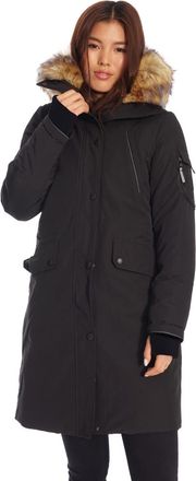 Alpine North LAURENTIAN - Vegan Down Long Parka Winter with Faux Fur Hood in Black at Nordstrom, Size X-Small