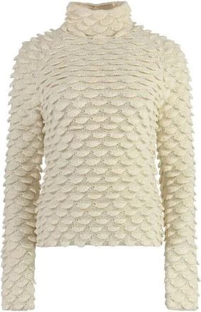 Bottega Veneta Wollen Sweatshirt in Moderne Stijl - Dames - Coltruien - Beige - S - Wol - Truien & Vesten