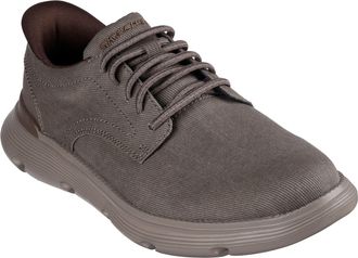 Skechers Garza Clive Cotton herenschoenen donker taupe met vetersluiting