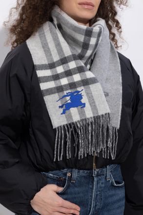 Burberry Scarf With Embroidered Logo, Unisex, Grey