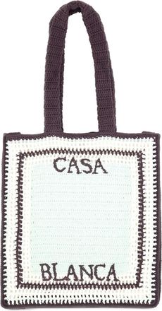 Casablanca crochet-motif tote bag - men - Cotton/Lyocell - One Size - White
