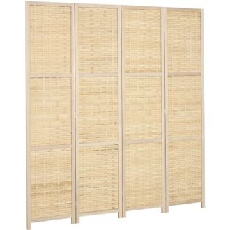 HOMCOM Separ&eacute; da Interno in Legno e Bamb&ugrave; a 4 Ante Pieghevole Altezza 170cm - Homcom