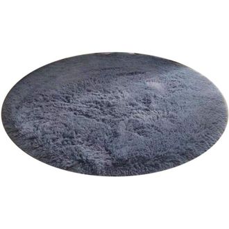 OEM Alfombra Redonda De Fibra De Poli&eacute;ster Estilo N&oacute;rdico, Larga, Suave Y Peluda Para El Hogar Y El Dormitorio, Color Gris-crezuo.-crezuo