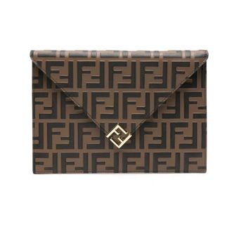 Fendi Clutches, female, Brown, Size: ONE SIZE FF Diamonds Flat Pouch