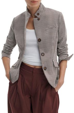 Rag & Bone Slade Grid Print Cotton Blend Blazer in Brown Grid at Nordstrom, Size 00
