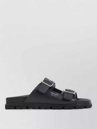 Prada flat sole open toe leather sandals