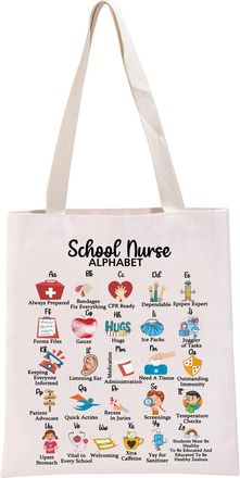 Generic PYOUL Nurse Life Gift S-chool Nurse Alphabet Tote Bag S-chool Nurse Pride Handbag Sc-hool Nurse Retirement Gift (S-chool Nurse Alphabet T)