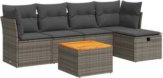 vidaXL Vidaxl - Set De Muebles De Jard&iacute;n 6 Pzas Y Cojines Rat&aacute;n Sint&eacute;tico Gris
