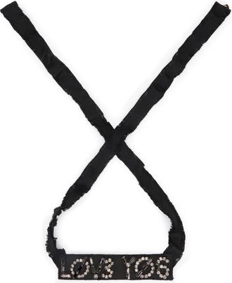 Red Valentino Necklaces, female, Black, Size: ONE SIZE Fabric Plaque Necklace