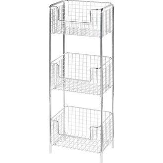 mDesign Steel Freestanding 3-Tier Storage Organizer Tower Rack - Chrome at Nordstrom
