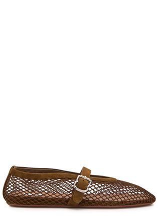 Alaia Mesh and Suede Ballet Flats - Brown - 38 (IT38 / UK5)