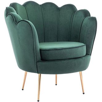 Vente-Unique Poltrona conchiglia in Velluto Verde abete - DANDELION di Pascal Morabito