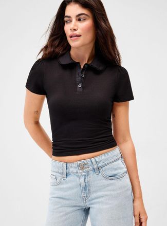 Twik Womens Scalloped polo collar T-shirt
