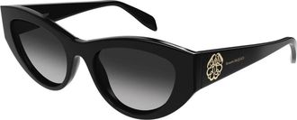 Alexander McQueen Zwart/Grijs Zonnebril Am 0377S - Dames - Zonnebrillen - Zwart - 54 MM - Accessoires