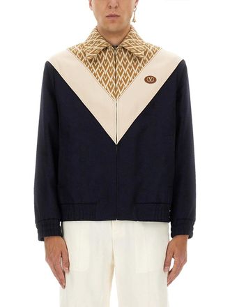 Valentino Garavani Wool Bomber Jacket With Print Toute La V