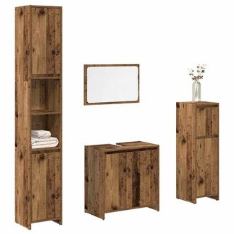 Berkfield Home 4 Piece Bathroom Furniture Set Old Wood Engineered Wood in Brown