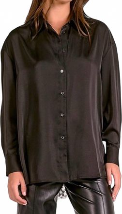 Elan Button Down Shirt With Lace Back In Black