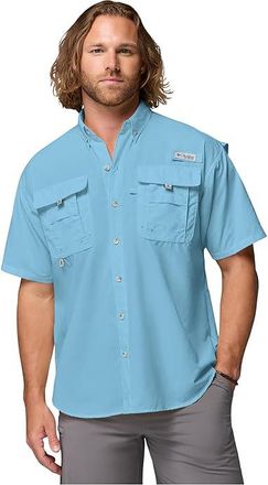 Columbia Bahamatm II Short Sleeve Shirt Mens Short Sleeve Button Up Vintage Blue : 2XL, Mesh/Nylon/Polyester