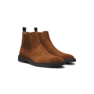 BOSS Suede Chelsea boots with signature stitching