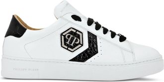 Philipp Plein logo-patch panelled leather sneakers - unisex - Leather - 42 - White